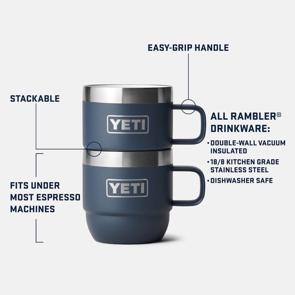 YETI Rambler 6oz Stackable Mugs 2 Pack “Navy” NIB - Picture 6 of 6
